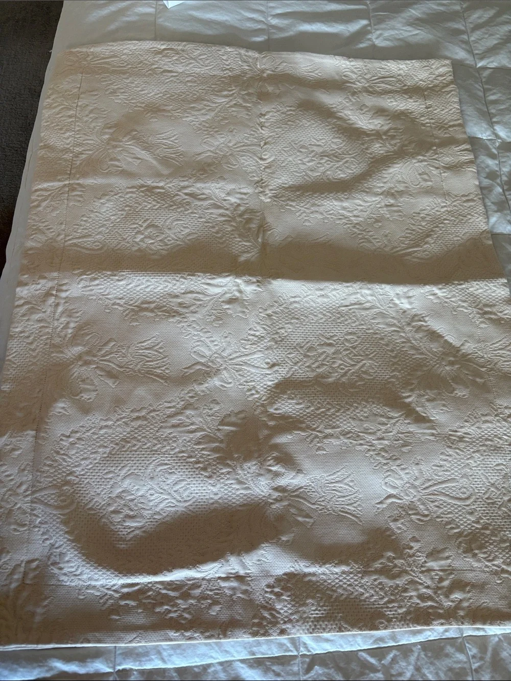 Embroidered Ivory standard size sham new never used SFERRA